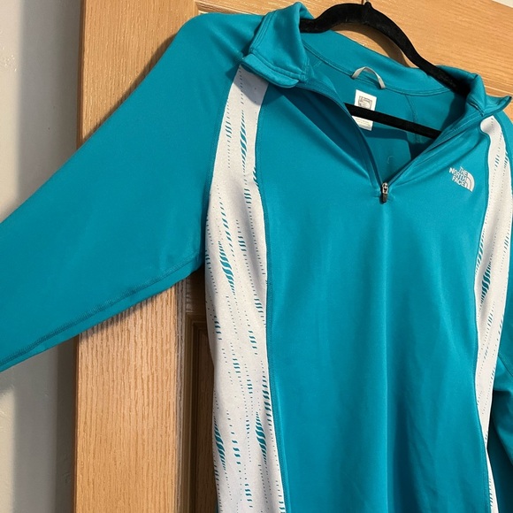 Women's North Face 1/4 Zip Pullover Sweatshirt Jacket - Turquoise Blue - Medium - Picture 7 of 11